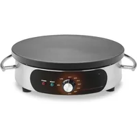 Crepe maker, cast iron cooking surface, stainless steel base, includes batter spreader, breakfast maker, bread maker 1