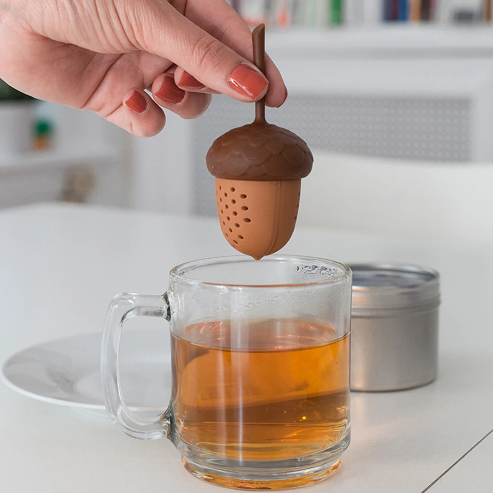 Silicone Tea Strainer Tea Infuser Bag Spice Infuser Cooking Seasoning Bag Acorn Shape Kitchen Gadgets