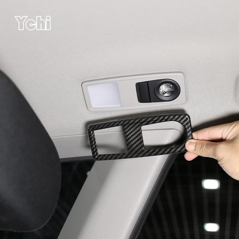 

2Pcs Carbon Fiber/Silver Car Interior Rear Row Reading Light Lamp Cover Protection Frame Trim For BMW X1 E84 2011-2015 Accessory