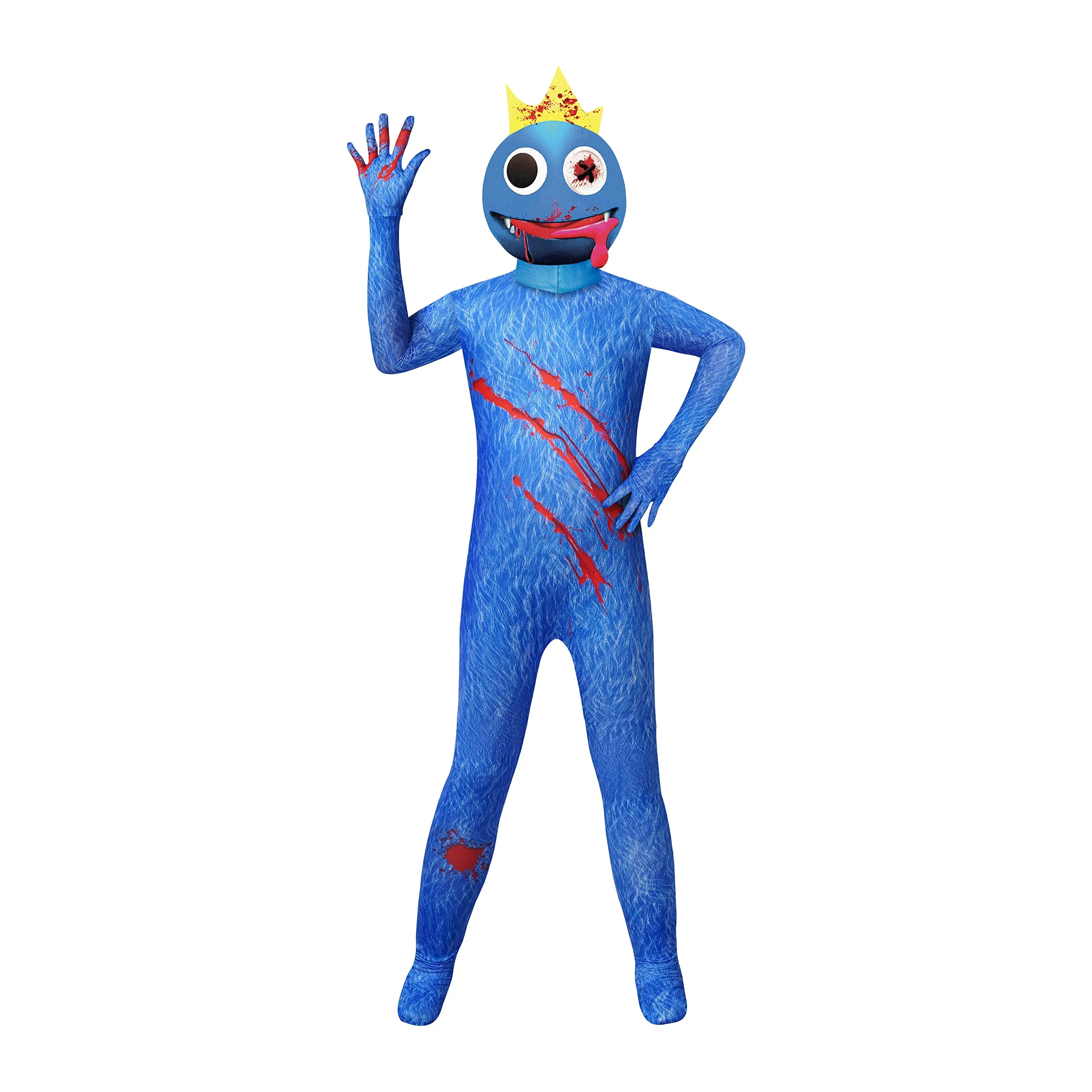 Rainbow Friends Costume For Kids Green Monster Wiki Cosplay Horror Game  Jumpsuit Party Outfit,with Gloves And Scary Mask