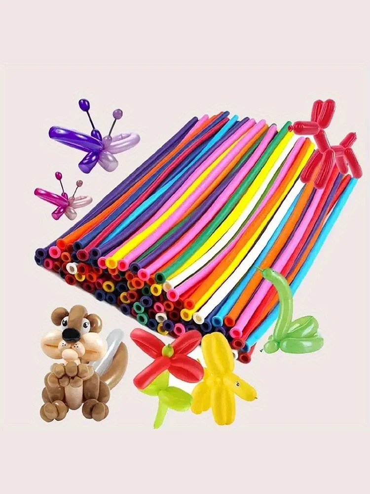 50pcs Balloon Long Strip Spiral Style Color Latex Gathering Party Birthday Wedding Decoration Balloon Design Inflator latex balloons