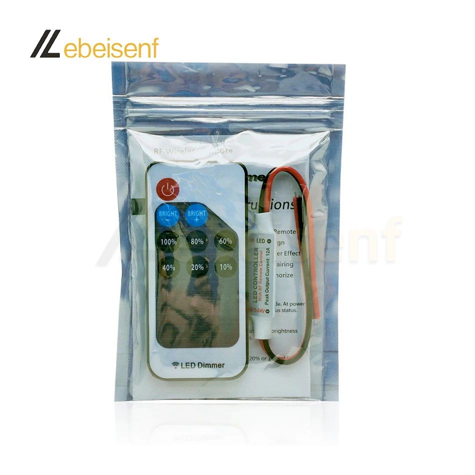 LED Strip Controller Mini Single Color dimmer DC 5V 12V 24V 6A 5050 2835 with RF 9-Key Remote