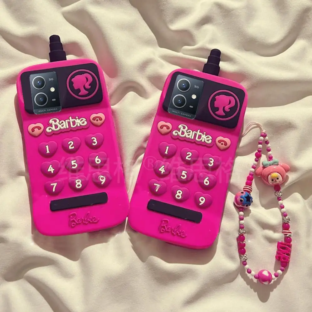 Barbies Telephone Cases Kawaii Pink Silicone Mobile Phone Shape - Main Image