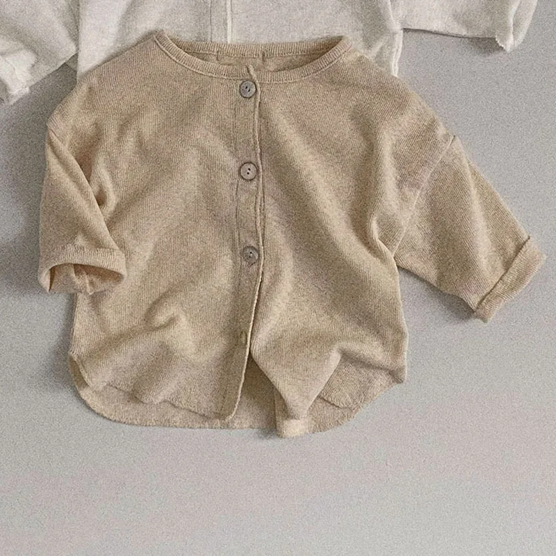 2023 nowy dziecięcy cienka bawełna kardigan solidny niemowlę kurtka z długim rękawem chroniąca przed słońcem maluch płaszcz na co dzień chłopiec dziewczynka ubrania dla dzieci