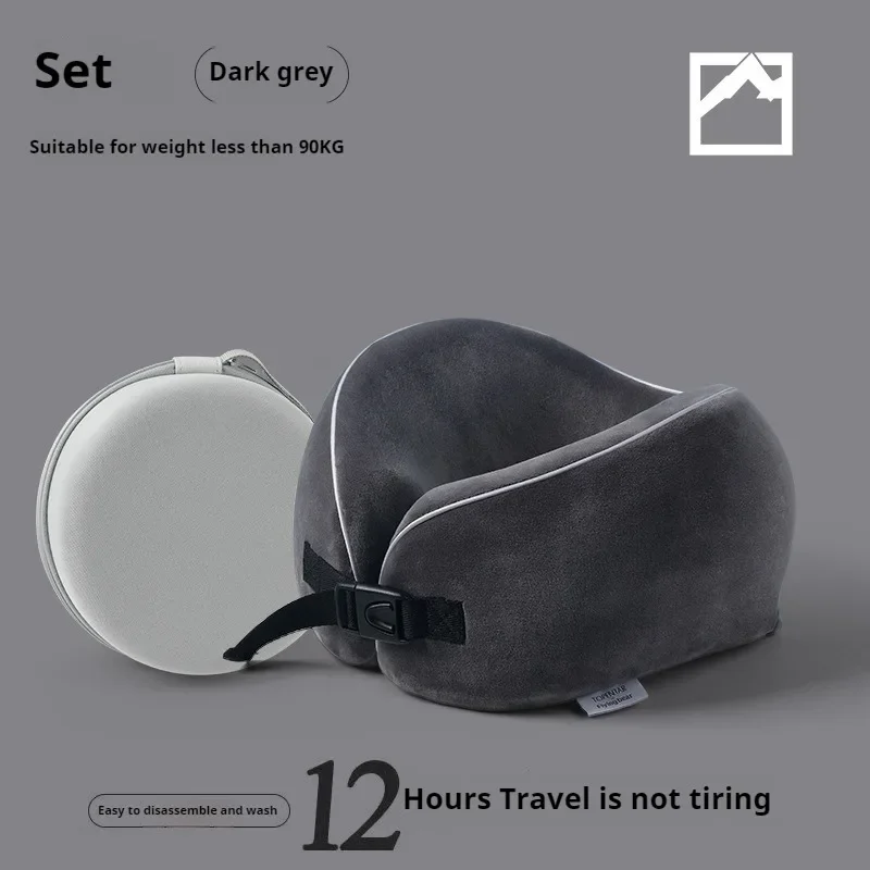 New Portable U-Shaped Memory Foam Pillow with Fleece Cover Airplane Neck Support Travel Pillow for Comfortable Sleep On-the-go
