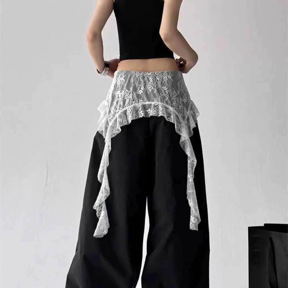 Embroidered Flower Lace Mini Skirt with Lace-Up Design