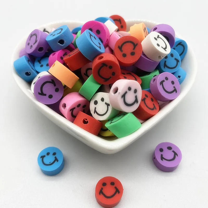 30pcs/Lot 10mm Mixed Colors LOVE Shape Clay Spacer Beads Polymer Clay Beads For Jewelry Making DIY Handmade Accessories Acrylic Beads Acrylic Craft Beads