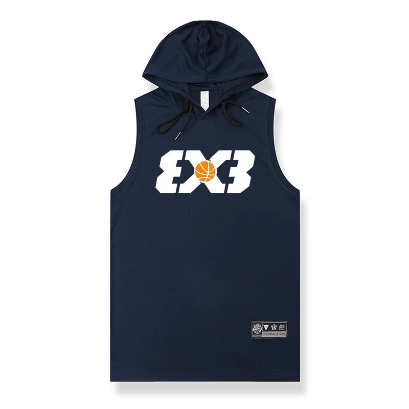 Adults Basketball Hooded Vests Personalized Design 100% Polyester Basketball Tank Top Sportswear Running Shirt For Men