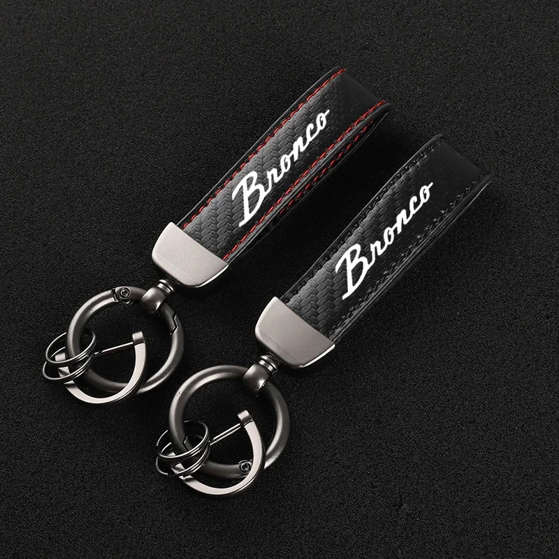 Leather car keychain Horseshoe Buckle Jewelry for Ford Bronco