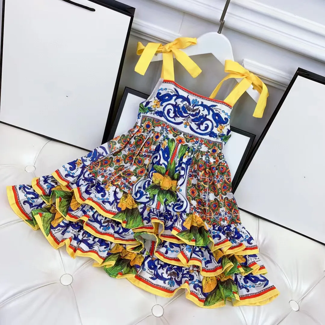 

2022 top summer new girls dress suspender dress colorful casual girls clothes girls summer wear