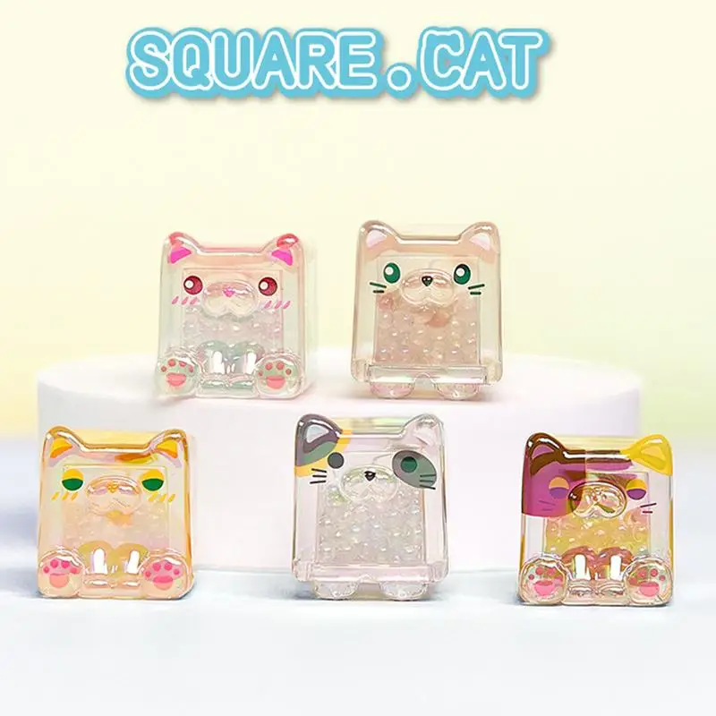Stackable Building Blocks Clear Cat Cube Ornaments Cute Bookshelves Ornament Animal Stacking Decor Toy High Collection Value