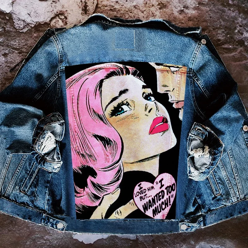 Women's Clothing 2024 Autumn New Hot Street Fashion INS Net Red Personality Sweet Love Girl Print Lapel Denim Jacket