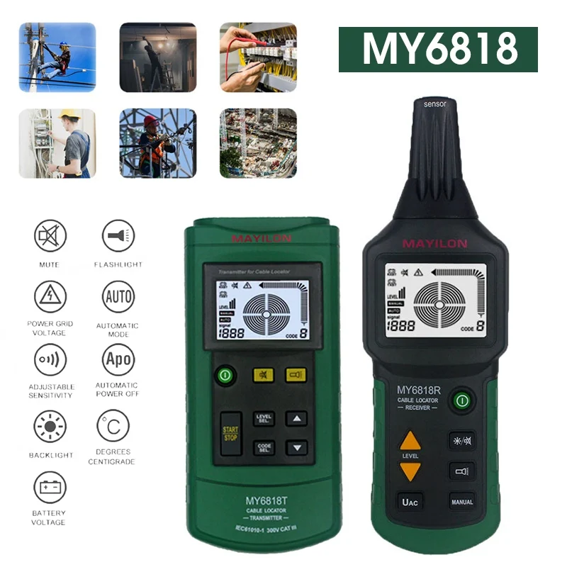 

Portable MY6818 AC/DC 12-400V Professional Cable Tester Tracker Finder Wire Short Circuit Breaker Fault Detector 2024