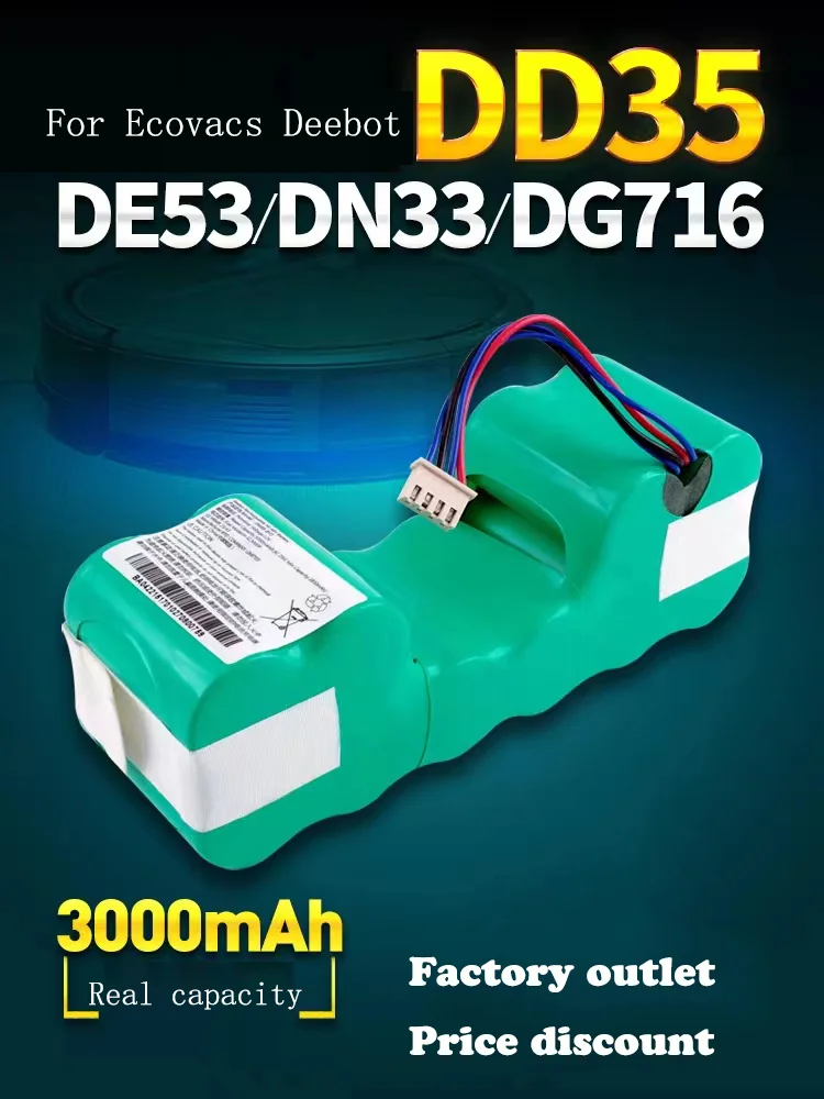DE55 12V Ni-MH 3000mAh Battery Pack For Ecovacs Deebot DE5G DM88 902 901 610 Robotic Vacuum Cleaner Battery Parts Accessories 3