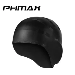 PHMAX Ear Protection Swimming Cap Unisex Swim Caps with 3D Ear Protection Durable Flexible Silicone Swim Hat for Short/Long Hair