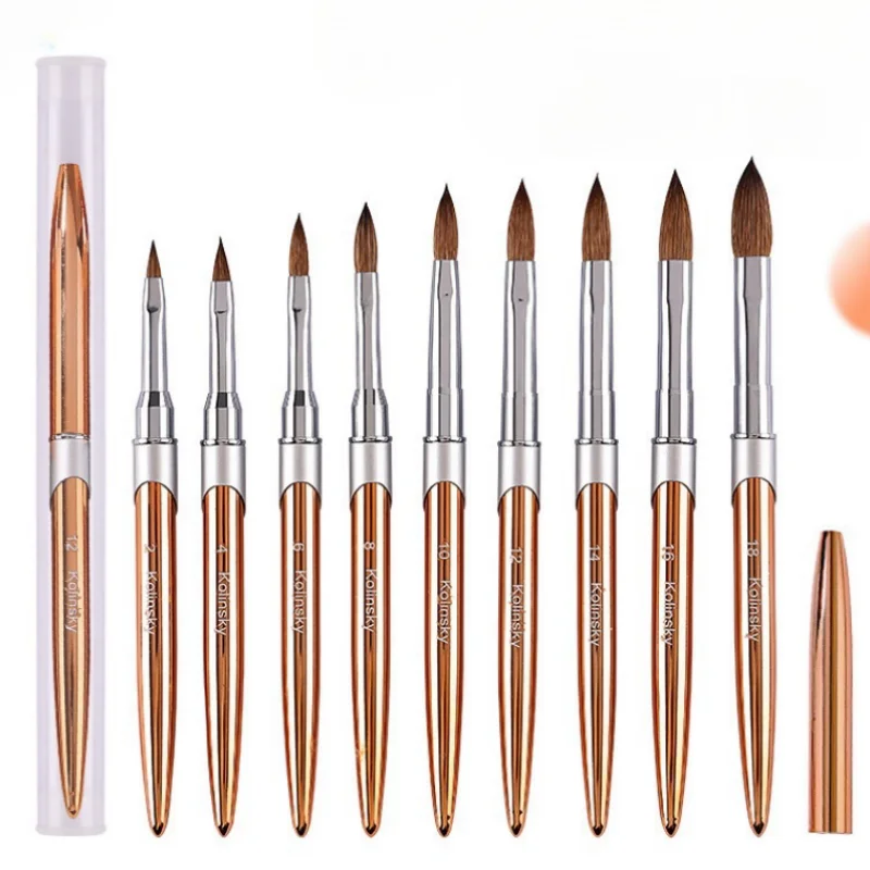 100% Kolinsky Hair Acrylic Nail Brush, Nail Art Brushes with Metal Handle, Acrylic Nail Tools for Beginner