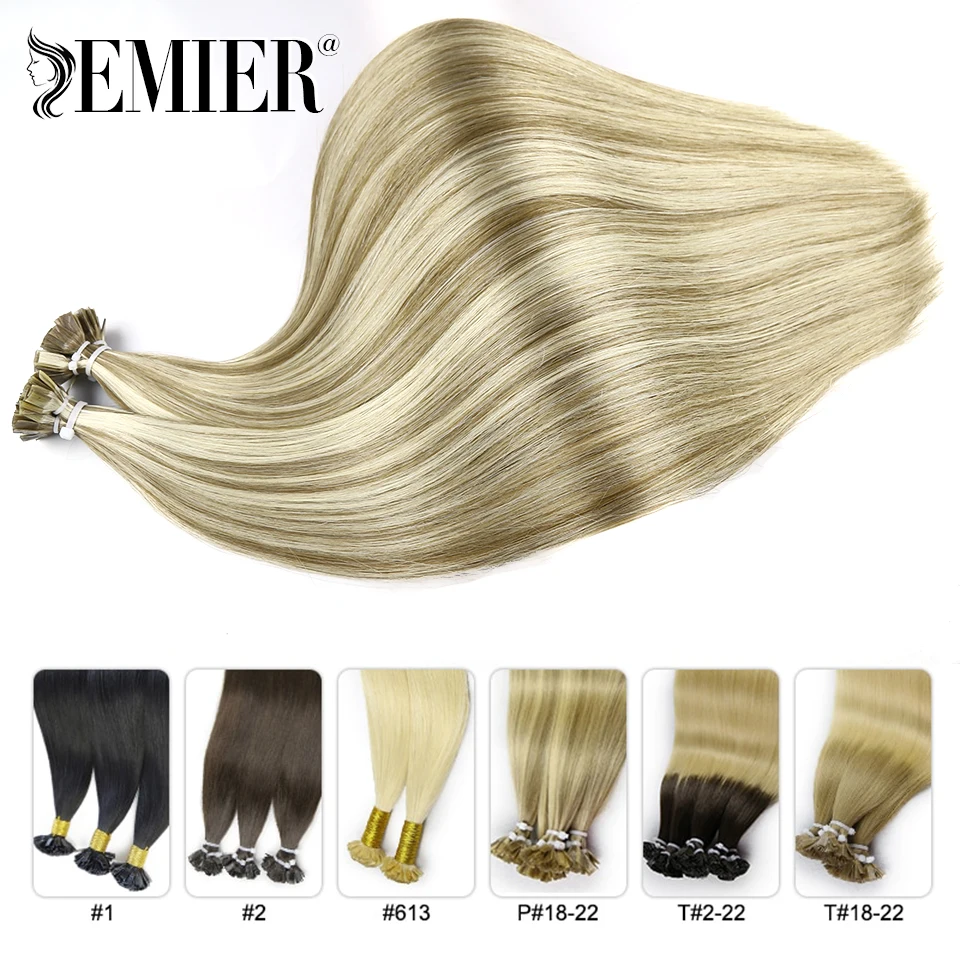 Straight Flat Tips 100% Remy Human Hair By Fusion Keratin Capsules 0.8g/pcs 1g /pcs 50pcs/Set Blonde Natural Hair Extensions