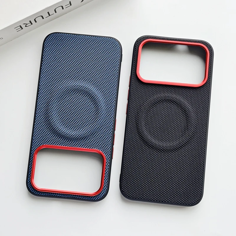 Magnetic Carbon Fiber Pattern PU Leather + TPU Anti-Fall Wireless Charging Phone Case