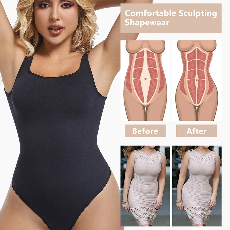 SHAPERX Body Contenitivo Modellante Senza Cuciture   Guaina Snellente Con Controllo Della Pancia E Coppe Estraibili, UK SZ5433 Beige XS - Foto 9