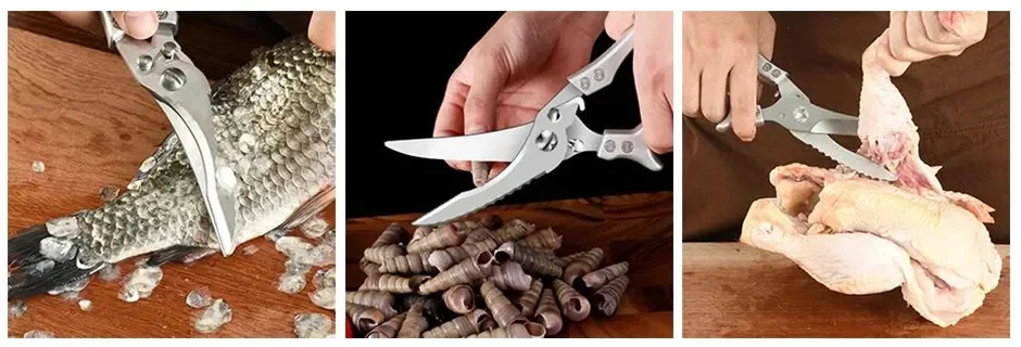 Professionelle Huhn Knochen Küche Schere Küche Schere Ente Fisch Cutter Edelstahl Schere Sauber Kochen Schere Messer – Detail 9