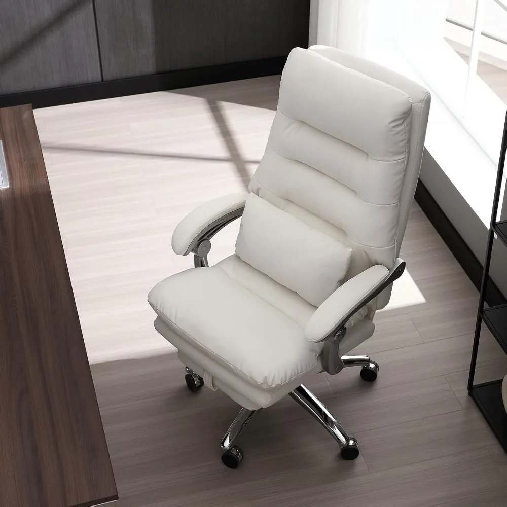 Office Chair with Foot Rest-High Back Executive Chair with Padded Linkage Armrests,Reclining Desk Chairs with Wheels,Comfy Chair 5