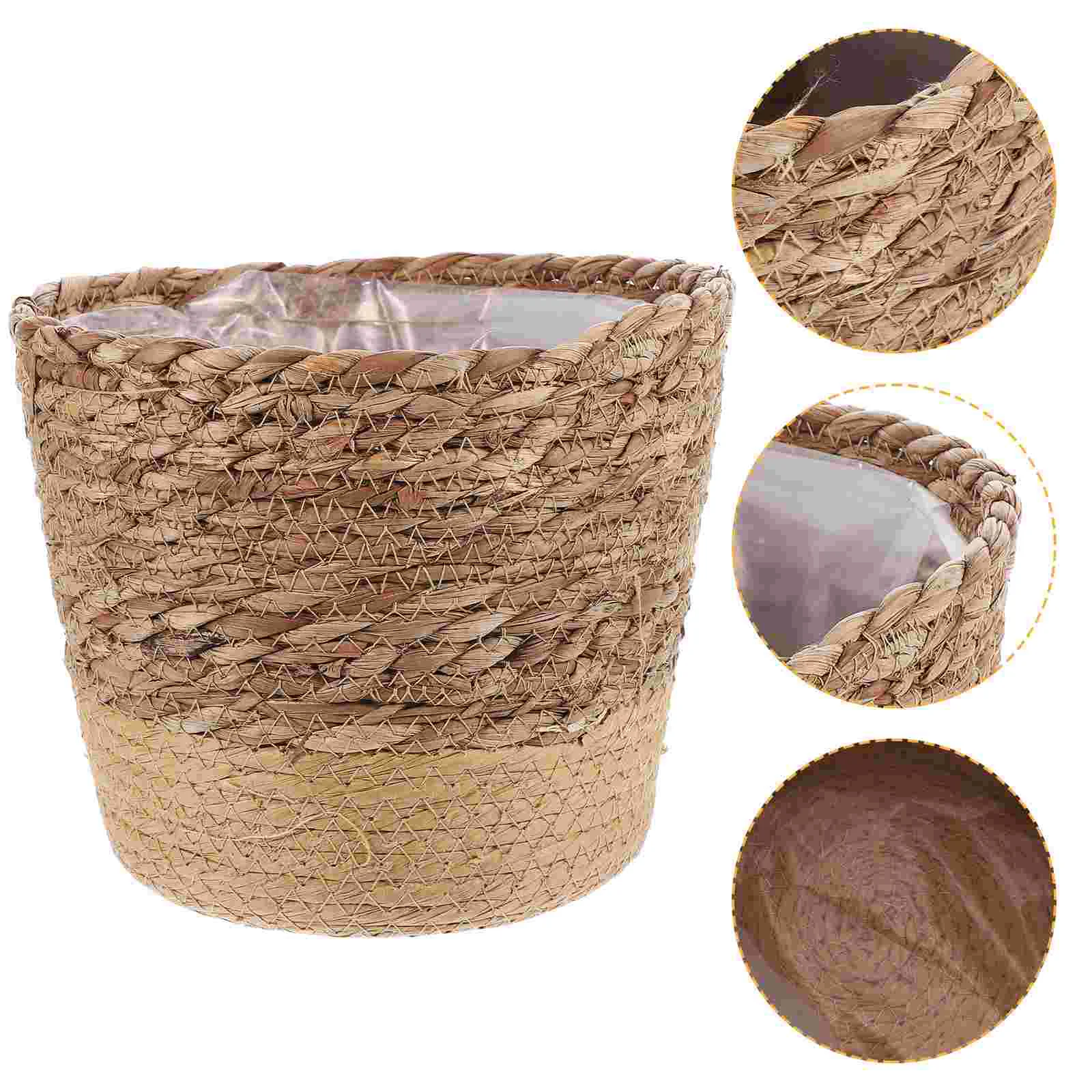 

Woven Flower Pot Organizers Baskets Plant Seagrass Planter Rural Home Decoration for Planters Indoor Plants Forniture