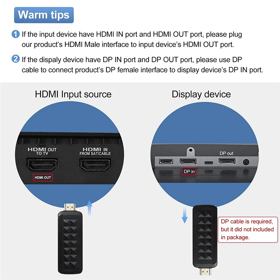 2026 Best 4K 60Hz HDMI to Displayport Adapter Cable 1080P 120Hz HDMI to DP Conve