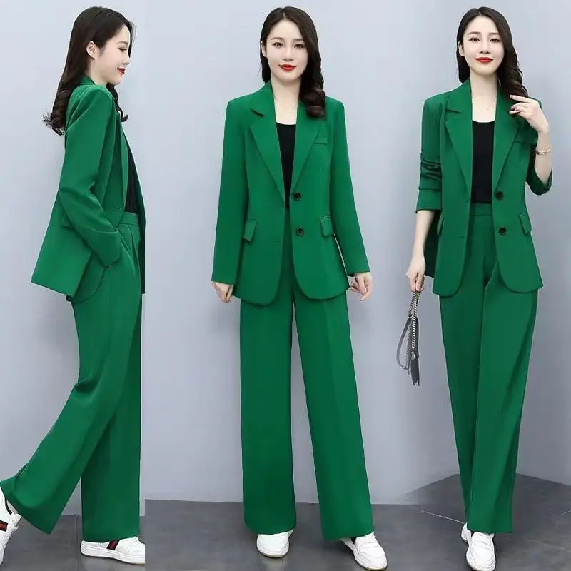 2023 New Spring and Autumn Korean Fashion Casual Suit Business Wear Wide Leg Pants Elegant Women's Two-piece Set