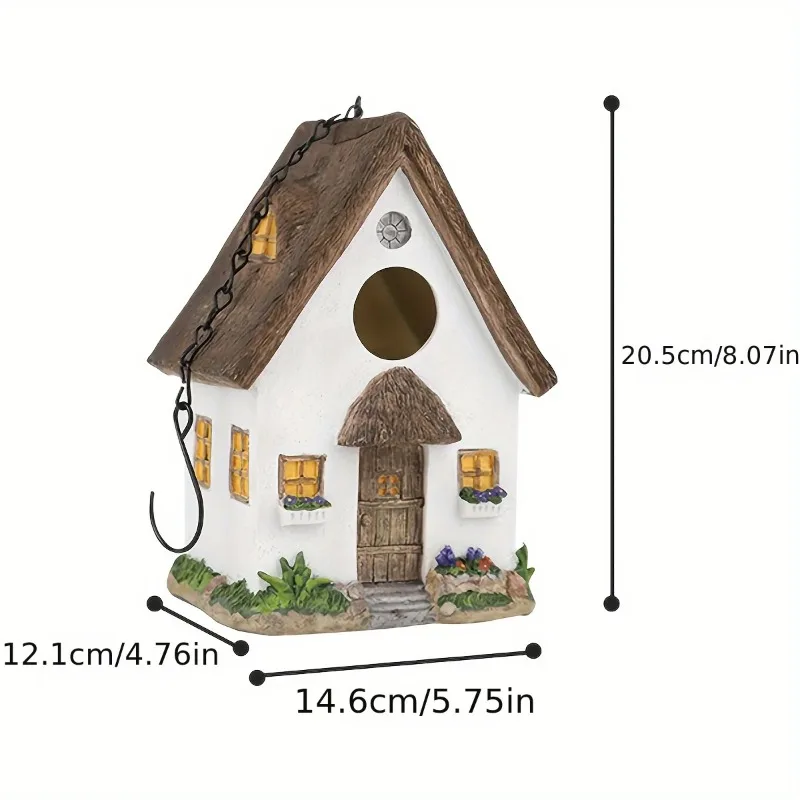 Outdoors Decorative Bird House Hanging Bird's Feeder Resin Yard Country Crafts Landscape Ornaments Bird Parrot Nest Box 6