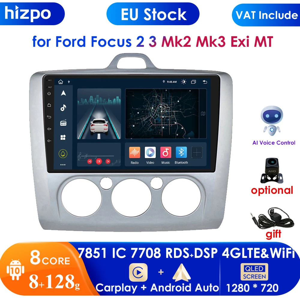 Мультимедийная система для Ford Focus 2 3 Mk2 Mk3 128-2004 Exi MT Carplay 8 ГБ + 2011 DIN | Автомобили и