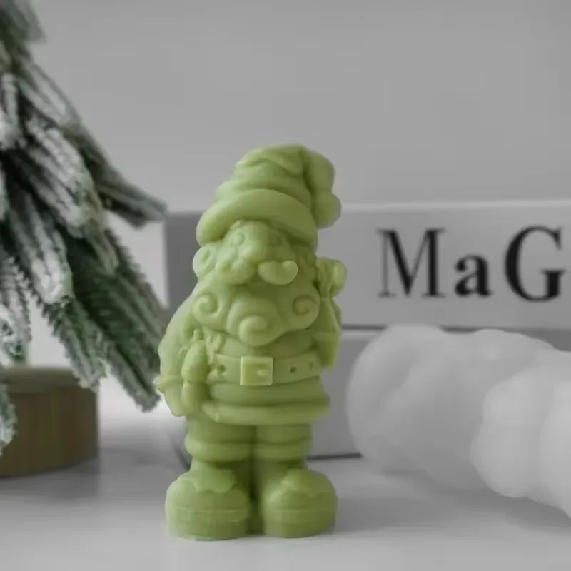 Wear glasses Santa silicone mold 3D Santa scented candle soap plaster crafts Resin clay mold Christmas gift making tool