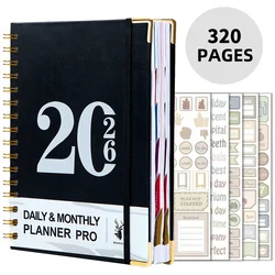 Enhanced Productivity Planner: 320 - Page Spiral Bound Agenda with Complimentary Stickers (Black)