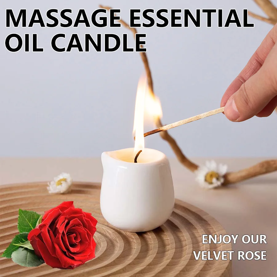 sensual low heat Massage Oil Candle Hydrating Body Care Coconut wax home decor Valentines Christmas gift Scarlet Rose 1.69 oz