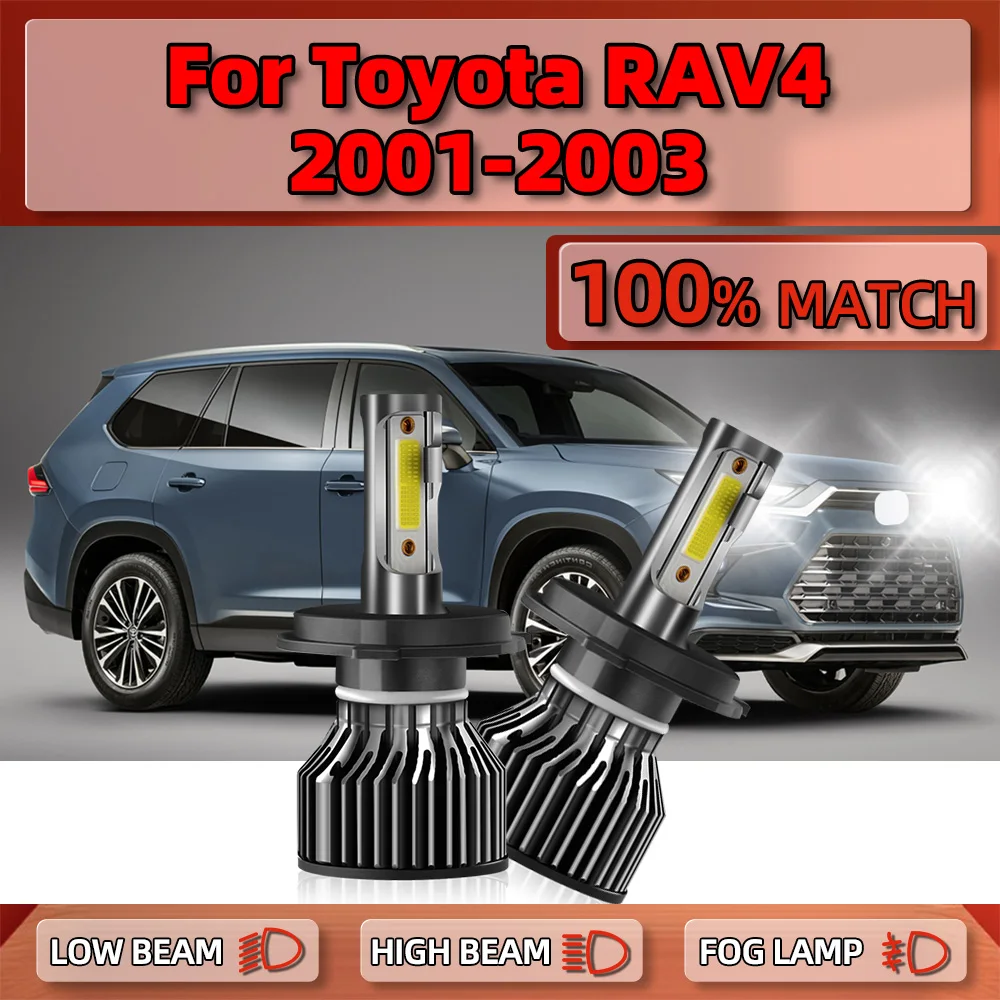 

120W LED Headlight Bulbs 20000LM H4 High Low Beam Super Bright Car Lights 6000K White 12V For Toyota RAV4 2001 2002 2003