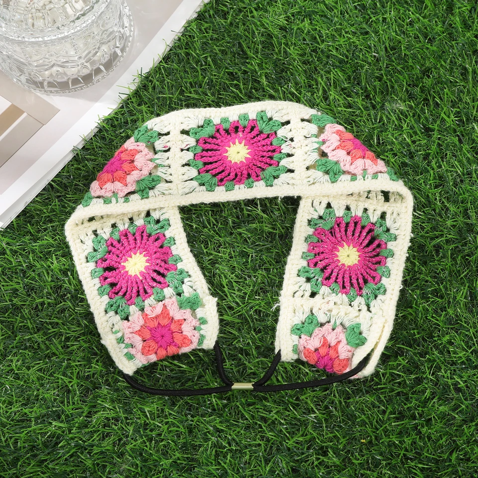 Gehäkeltes Haarband Mit Blumen - Vintage Stirnband Für Damen