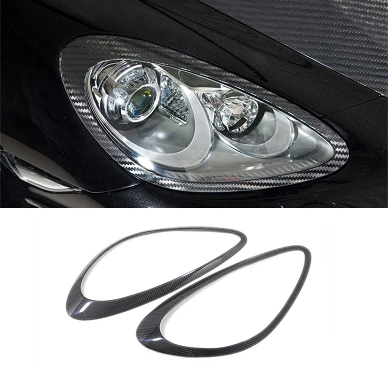 

For Porsche 2011-2014 Cayenne GTS 958 Add on Style Real Carbon Fiber Headlight Eyebrow Eyelids Cover Trim Front Frames 2PCS