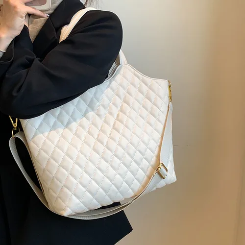 CGCBAG 대용량 여성용 토트백, Lingge Designe 럭셔리 핸드백, 2024 품질 가죽 숄더백, 간단한 통근 핸드백 4