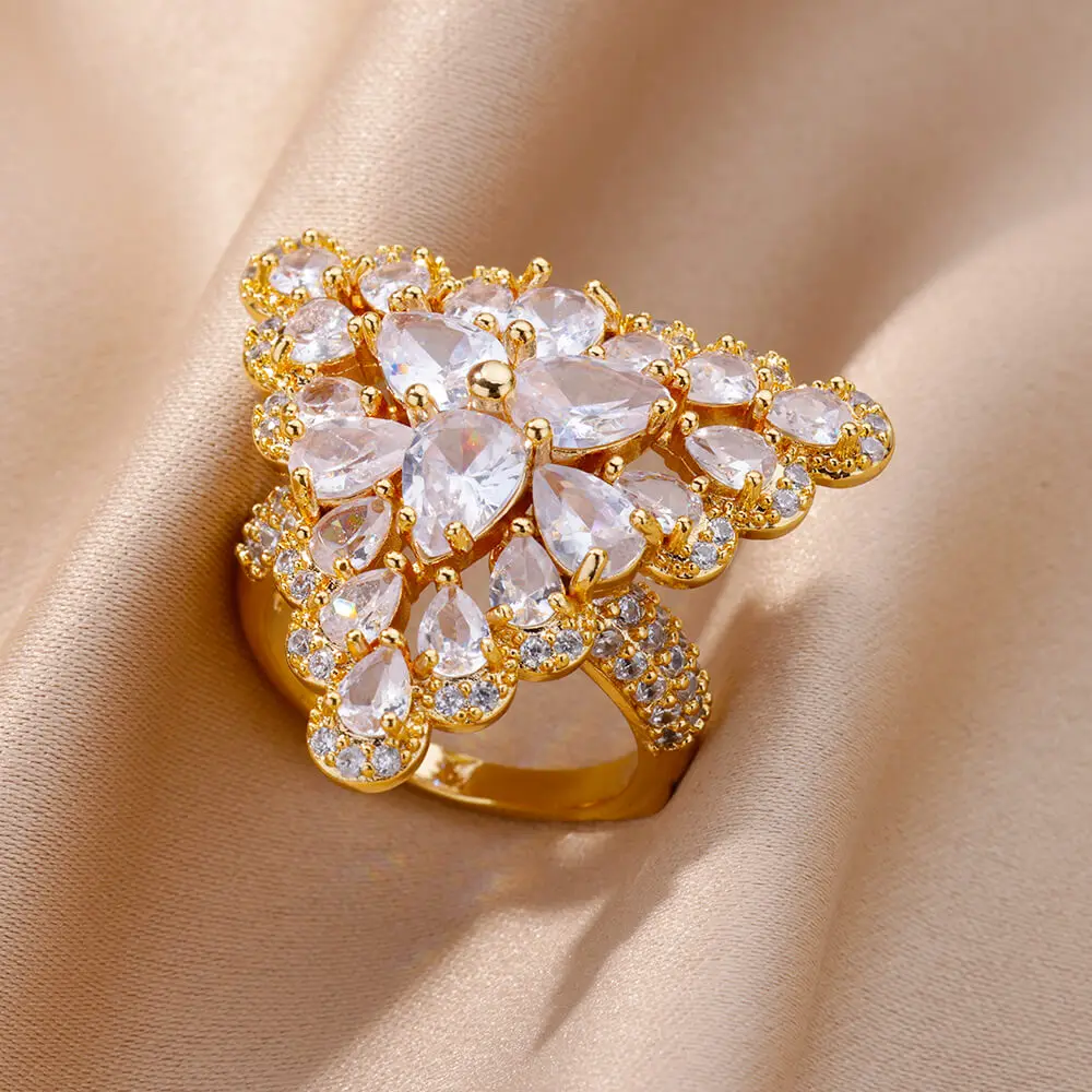 FsahionZirconGeometricStainlessSteelRingforWomenOpening