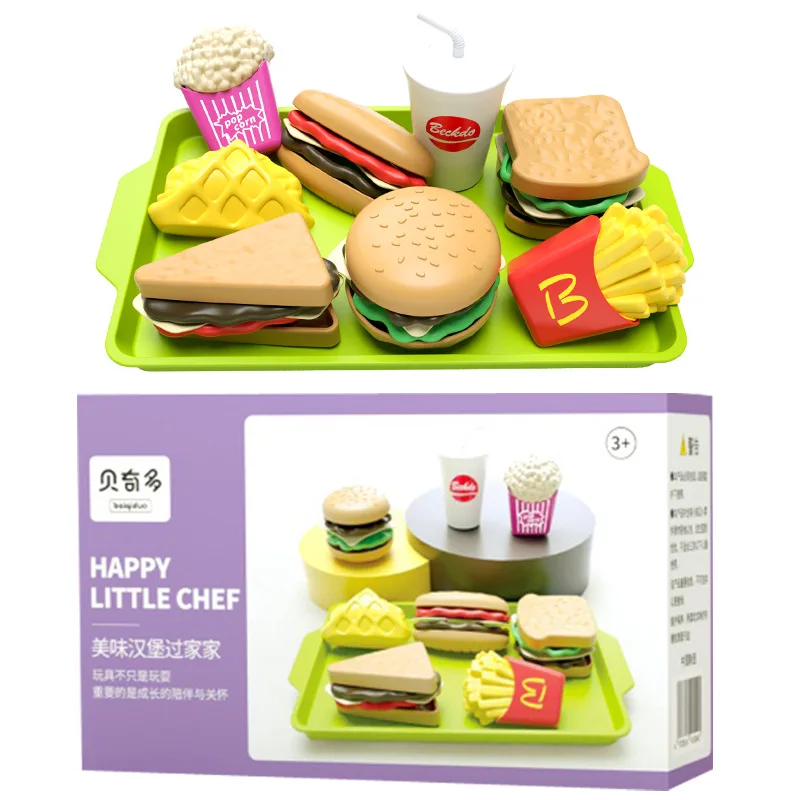 

Food Kawaii Kitchen Toys Set Mini Hamburger French Fries Cola Simulation Food Model Detachable for children Educational Toy