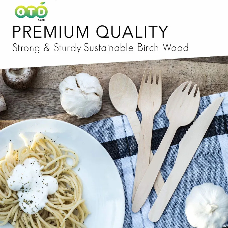 Description Picture 4 of itemDisposable Wooden Cutlery Forks/Spoons/Knives/Sporks Party Supplies Kitchen Utensil For Dessert Icecream