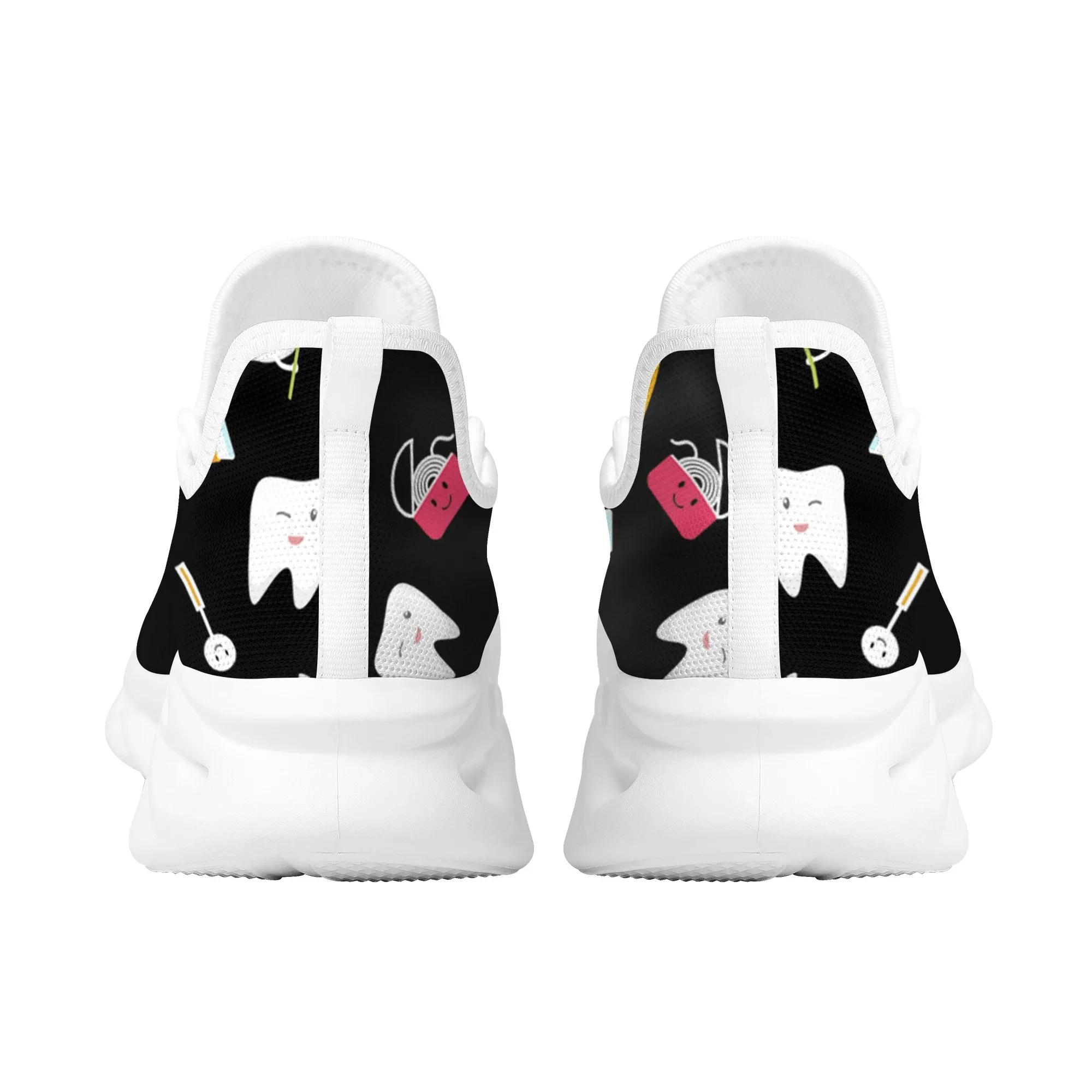 Cute Teeth Design Ladies Sneakers Black Dental Style Comfortable Non-Slip Flats Outdoor Lace-Up Basketball Shoes Zapatos