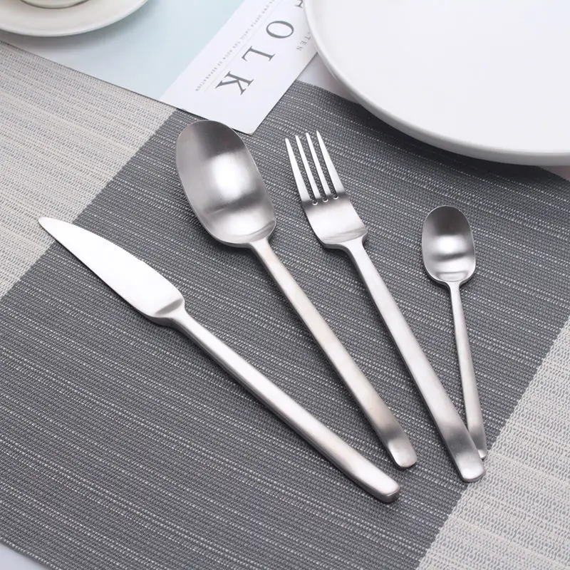 24pcs Matte Gold Flatware Set Stainless Steel Cutlery Knife Fork Spoon