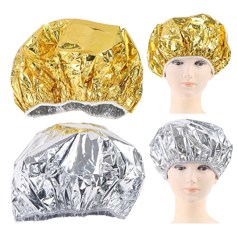 Professional Ladies Shower Cap Thermal Insulation Aluminum Foil Hat Stretch Shower Cap Hair Salon Dyeing Cap Hair Dyeing Tools