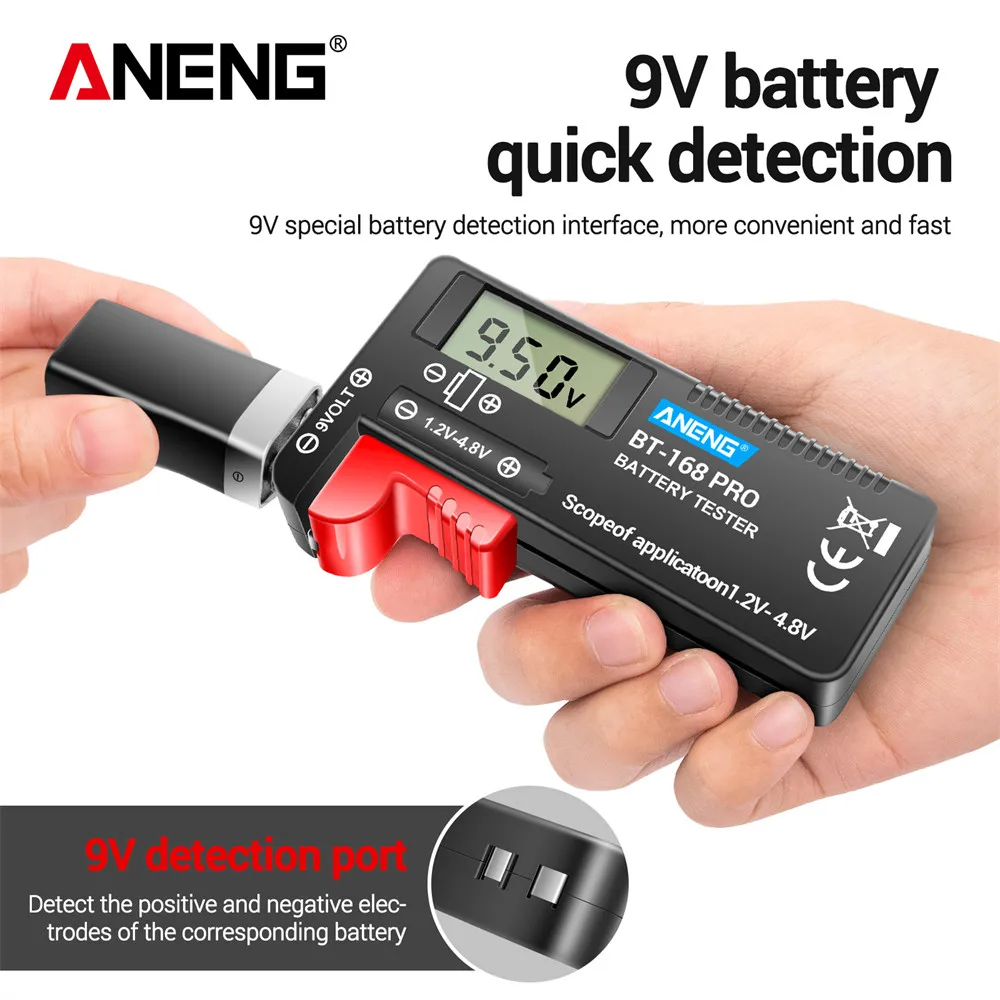 ANENG BT-168 PRO Digital Battery Capacity Tester 9V 1.5V Button Cell Test LCD Battery Universal Tester analyzers Test Tools 3