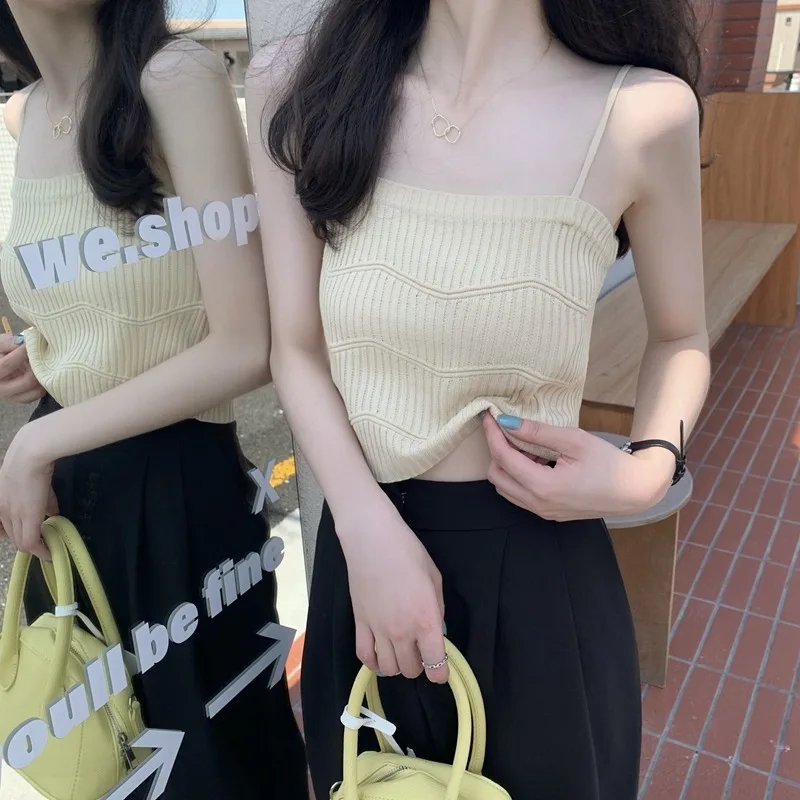 Women Knitted Tube Slip Camisole Top