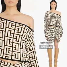 

the best Version 22 spring New Maze Pattern 3D Pattern off-Shoulder Wool Knitted Pullover cropped SEXY Branded fashion sweater