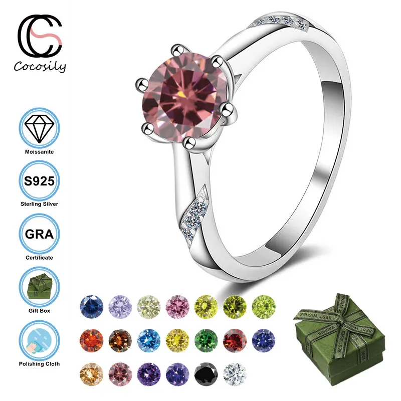 

Кольцо из серебра 925 пробы с муассанитом, карата