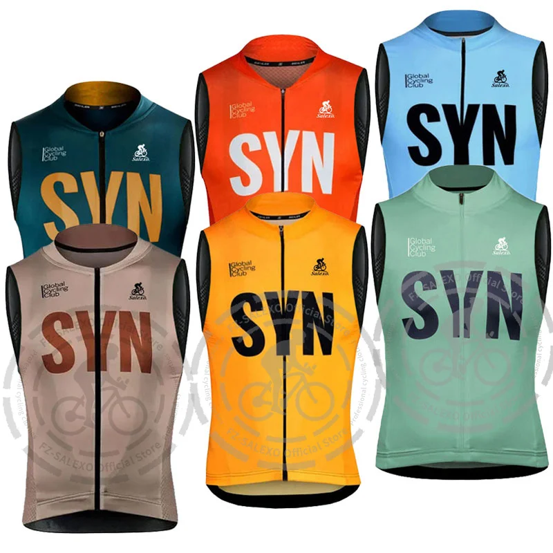 SYN Cycling Vest Men 2025 Summer Sleeveless Windproof Vests Road Sleeveless Cycling Jersey Bicycle Sports Riding Windproof Vests 2