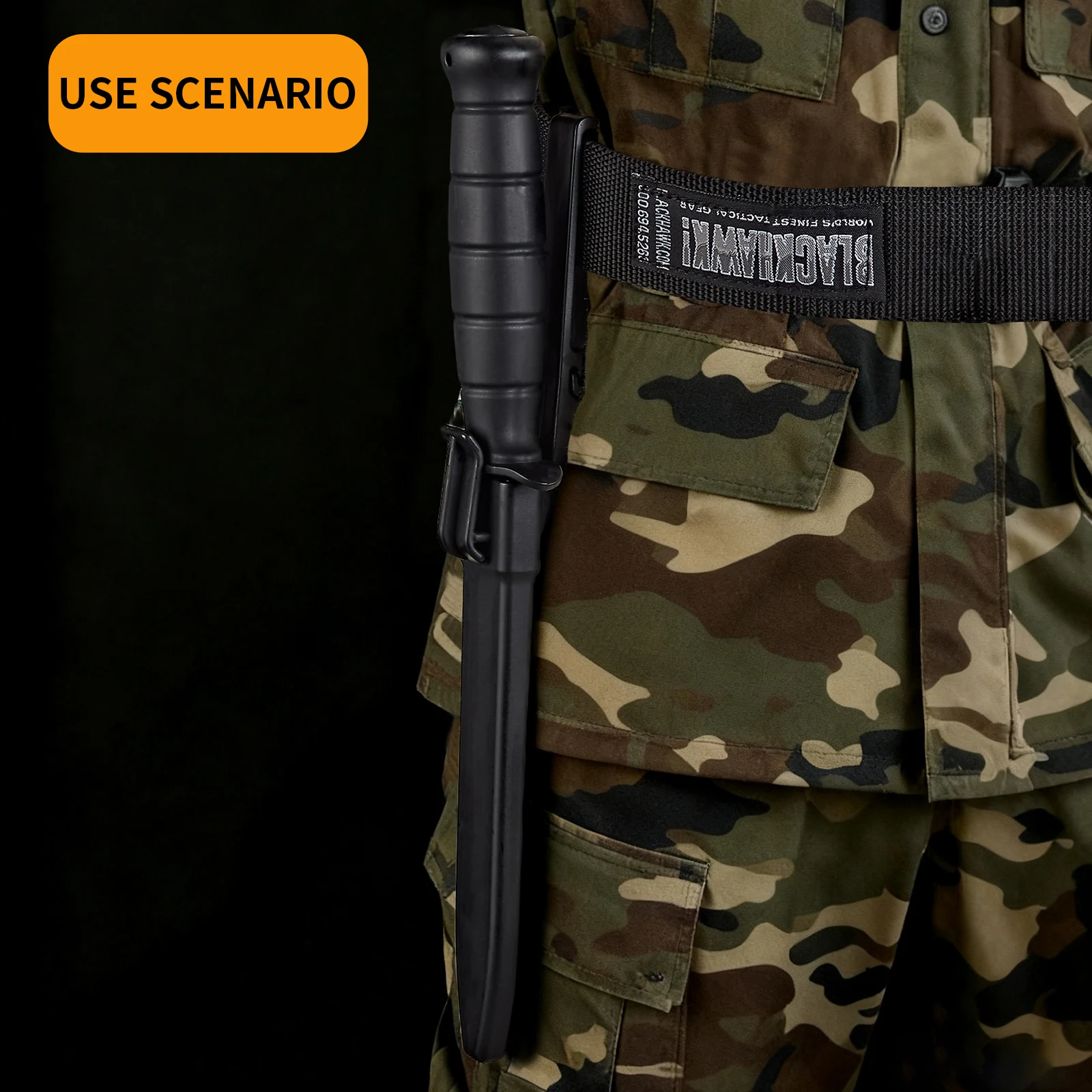 Coltello da allenamento in plastica con manico in nylon e lama in TPE, include fodero, sicuro per addestramento militare, cosplay, oggetti di scena per Halloween - immagine 4