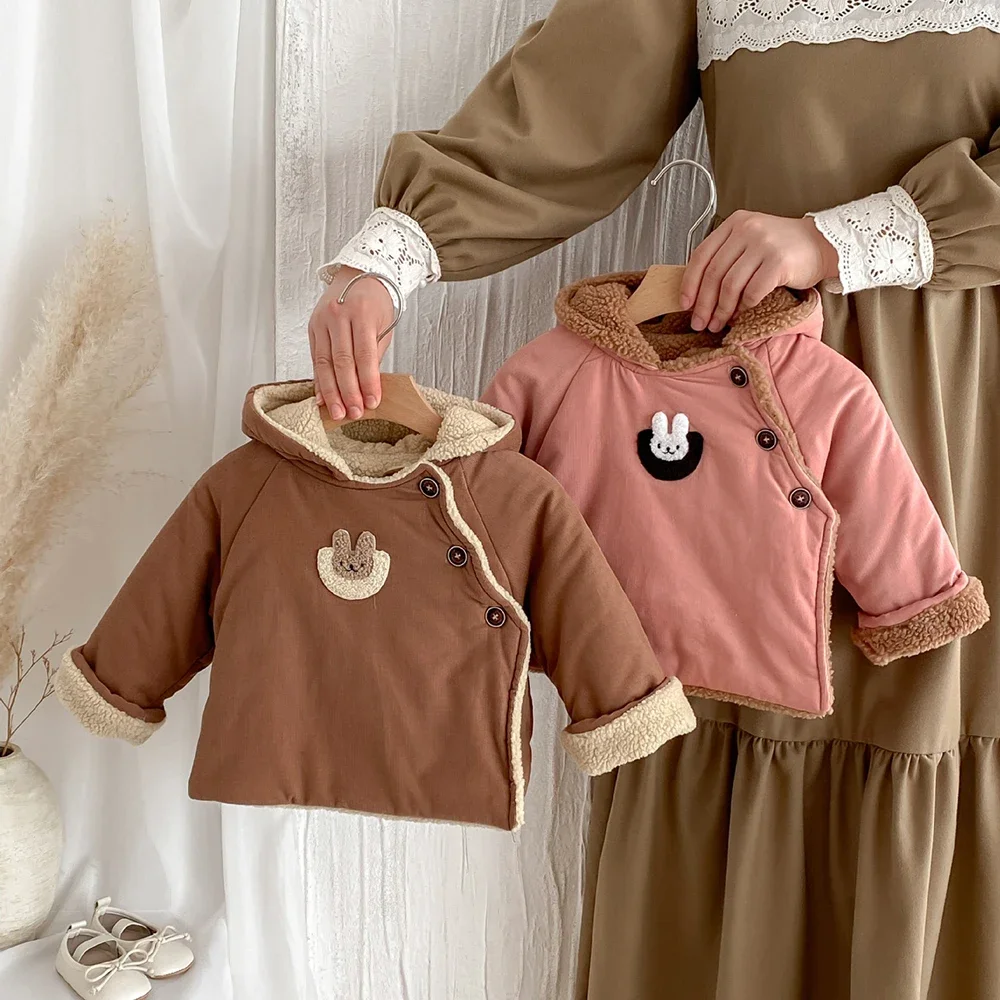 0-3 Y Baby Children's Parkas Toddler Girls Fleece Lining Hooded Coat Boys Warm Thicking Jacket Winter Kid's Clothing